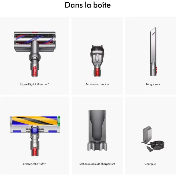 DYSON V15 Detect Absolute - Aspiradora vertical - Potencia de 240 AW - Hasta 60 min de autonomía - Cepillo con luz integrada