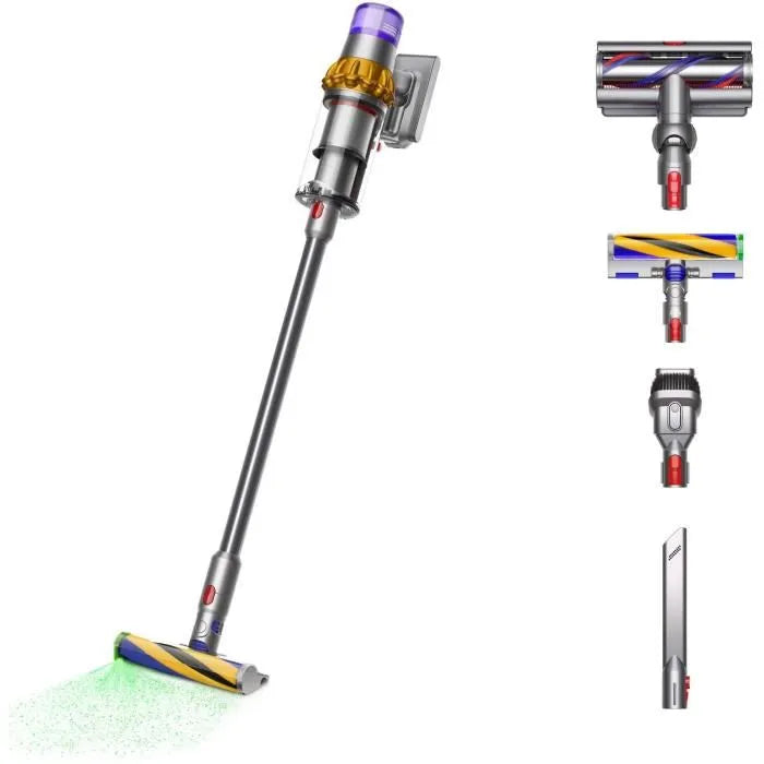 DYSON V15 Detect Absolute - Aspiradora vertical - Potencia de 240 AW - Hasta 60 min de autonomía - Cepillo con luz integrada